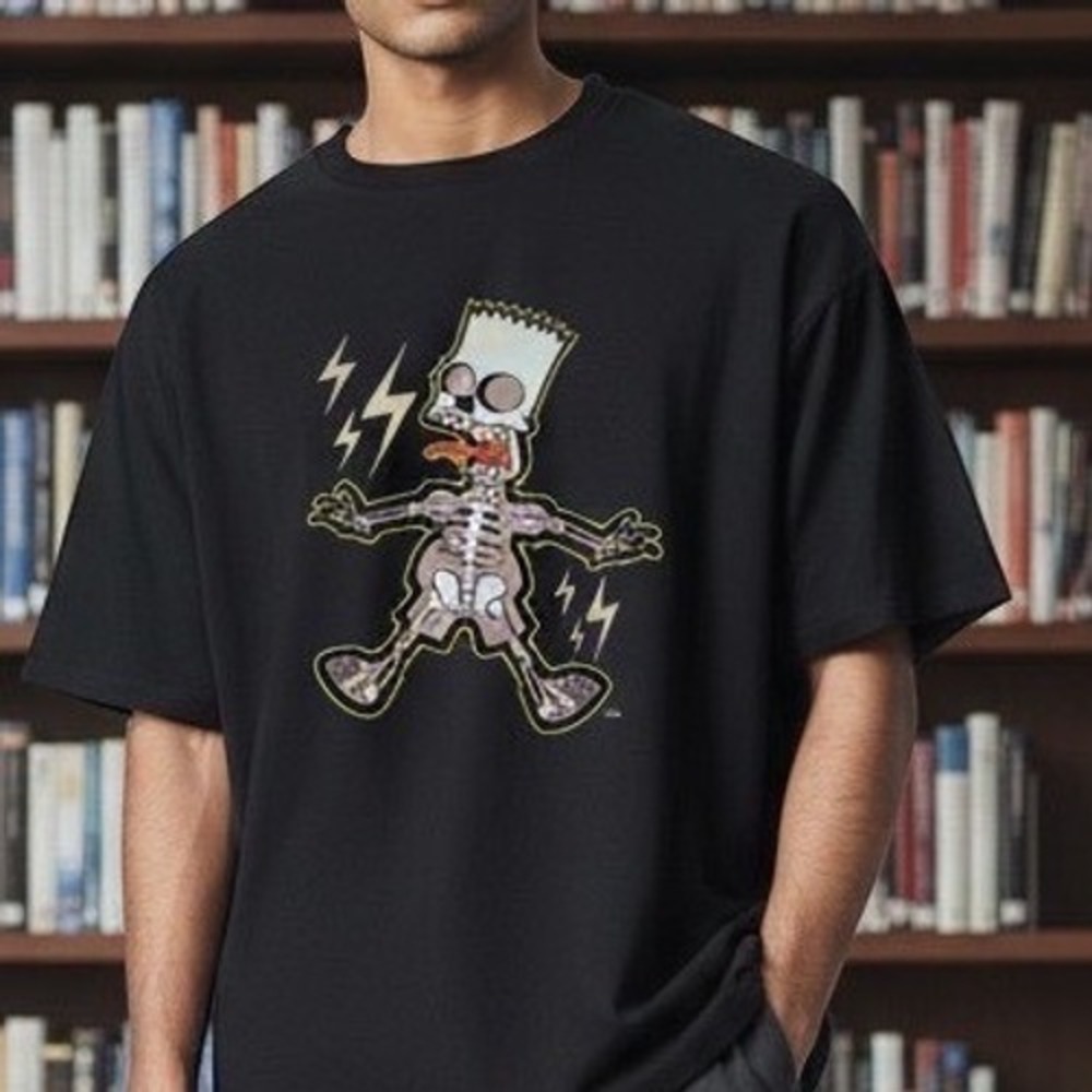New Bart Simpson ELECTROBART T Shirt Mens XL Reflective Patch Matt Groening Rare